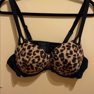 Cheetah print push-up plunge bra